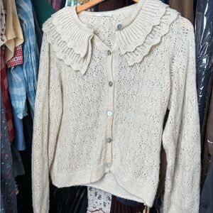 Mango Pointelle Collared Cardigan